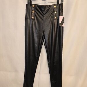 Black Pleather pants 6 buttons